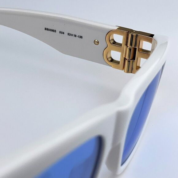 SALE! NEW Balenciaga BB0095S 004 White Gold Logo Blue Cat Eye Unisex Sunglasses main image 14